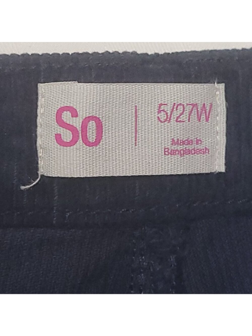 Corduroy Navy Blue Mini Skirt With Frayed Hem & Front Button Closure Size 5/27W - Picture 2 of 15